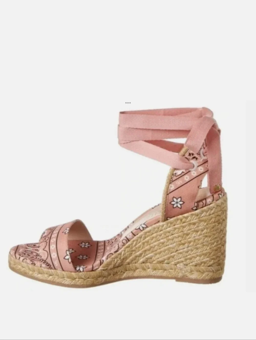 NIB Stuart Weitzman Illeana Bandana Print Espadrille Sandal Rose Pink Size 9.5